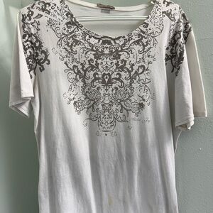 BKE White and Brown Short Sleeve Tee